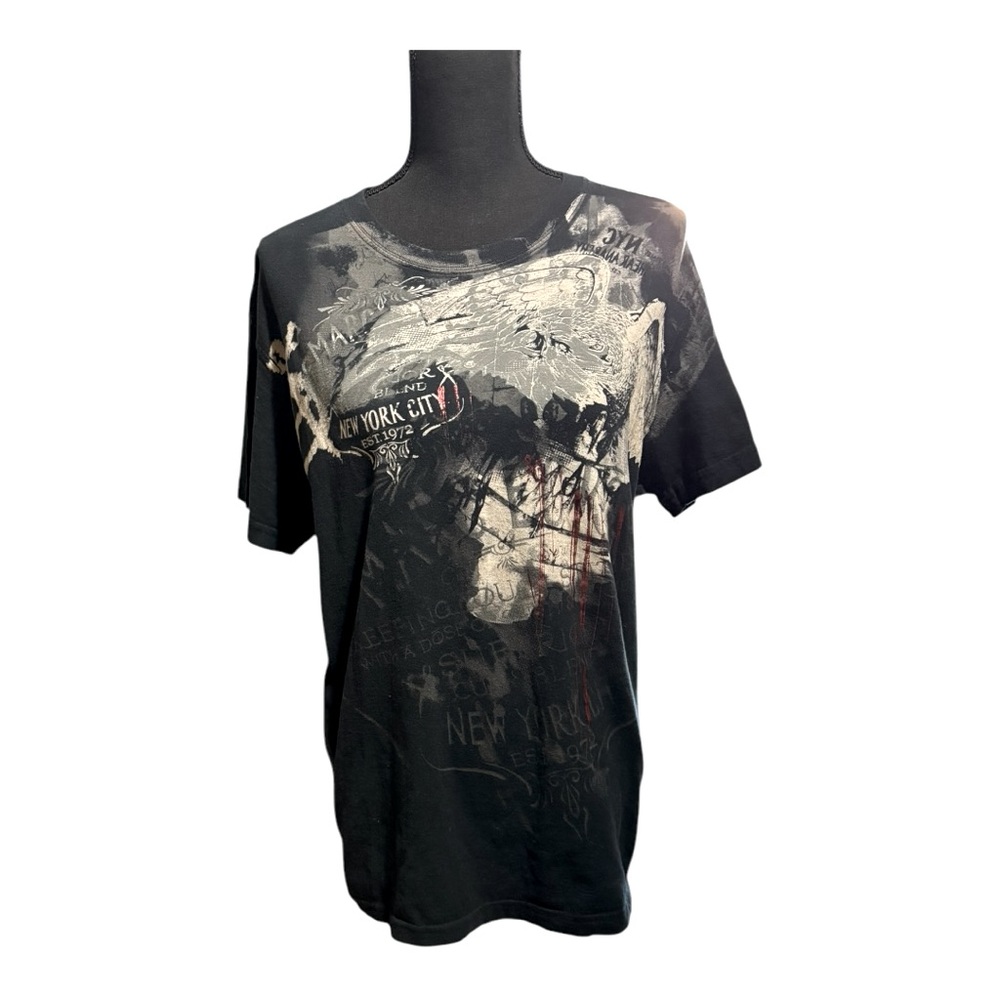 VTG Y2K Gothic Marc Ecko Graphic Short Sleeve tshirt Black Men Size Large NY